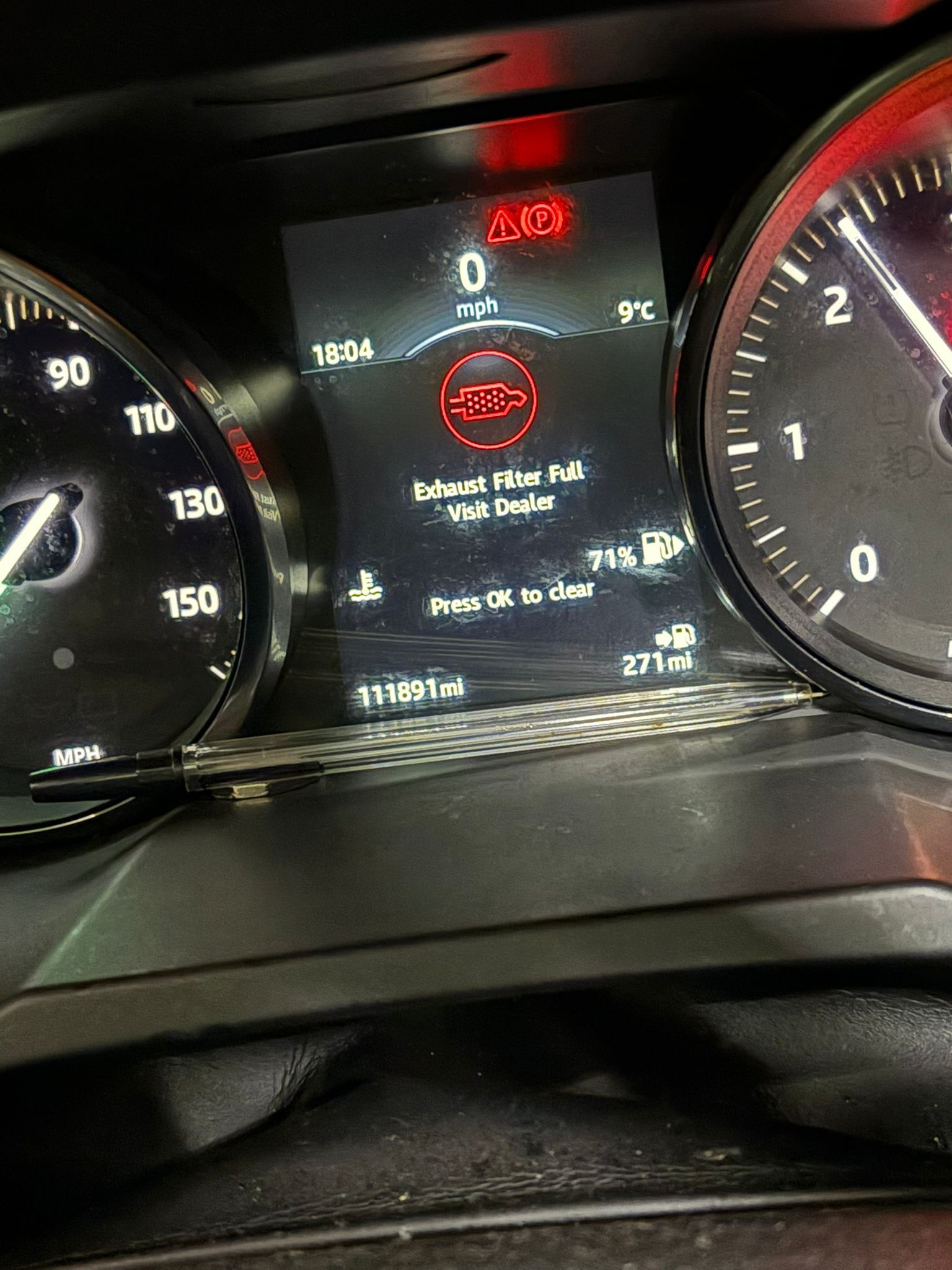 Range Rover Exhaust Filter Full Warning