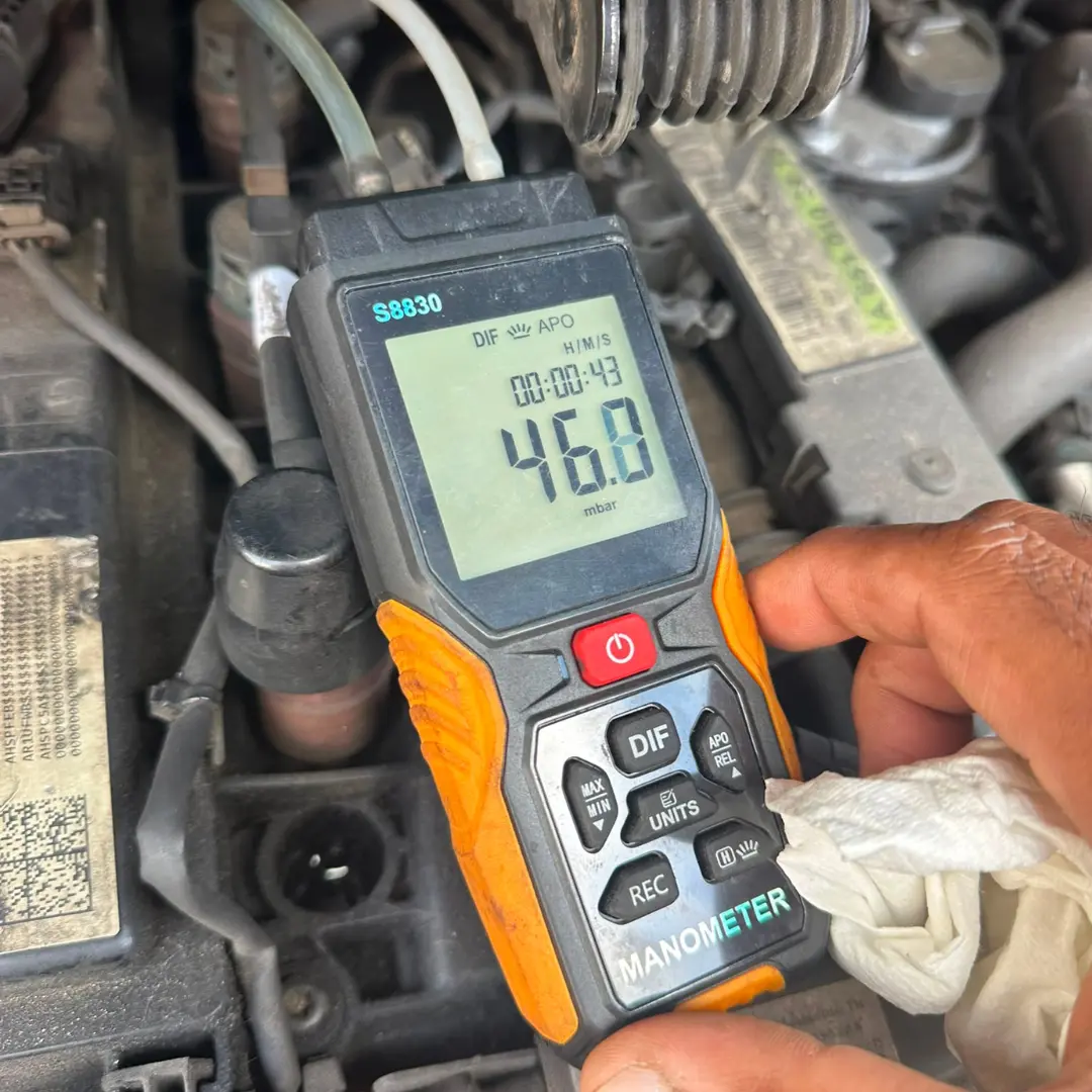 DPF pressure reading of 46.0mbar before cleaning